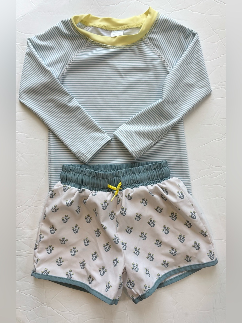 Edgehill Collection Striped Rashguard with Matching Swim Trunks Set 4T